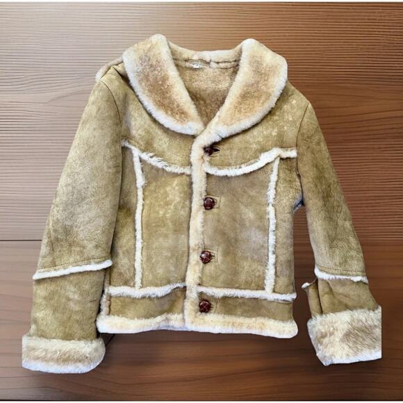 VTG The Sheepskin Traders Shearling Suede Coat Jacket Sz 38 Rancher Tan 80s,USA - Picture 1 of 10